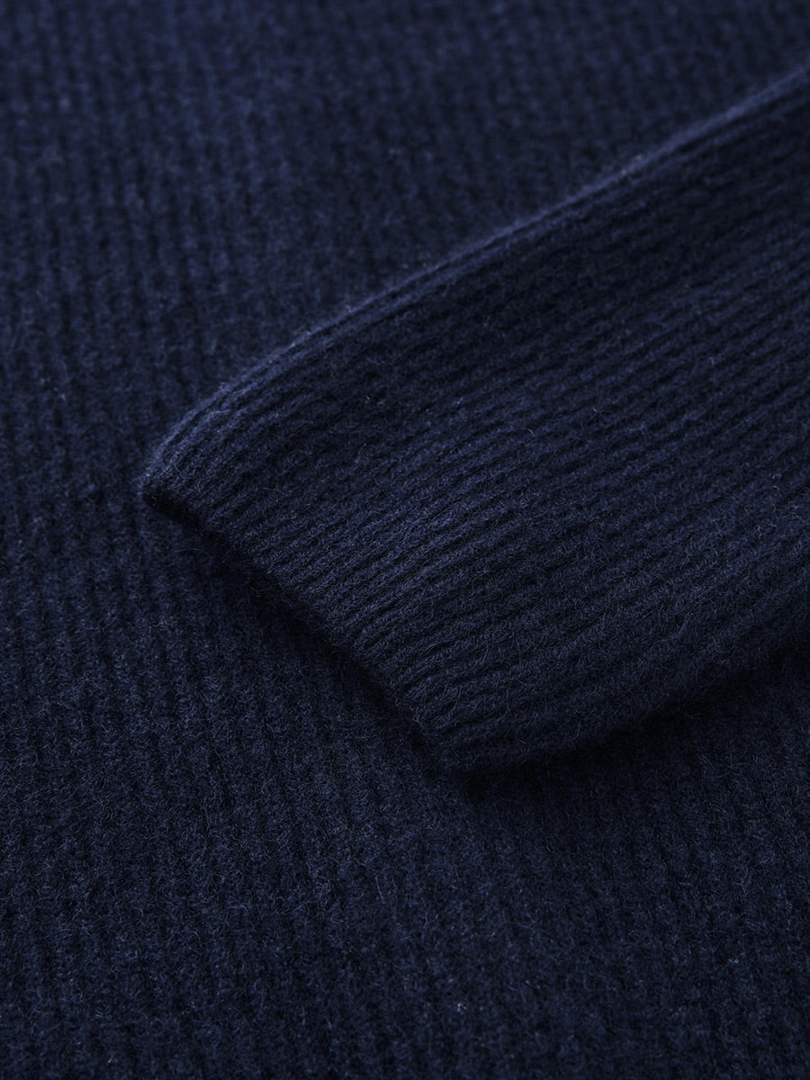 COMOBOCA 100% Cashmere Women's Contrast Trimmed Collared Knit Cardigan