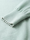 COMOBOCA 100% Cashmere Women's Pearl-Trimmed Knit Sweater