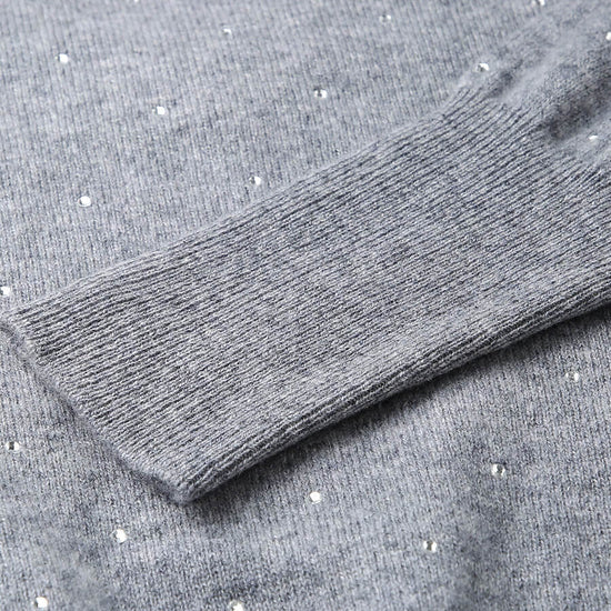 COMOBOCA 100% Cashmere Women's Sweater with Crystal Embellishments