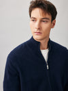 COMOBOCA 100% Cashmere Men's Full Zip Mock Neck Knit Cardigan