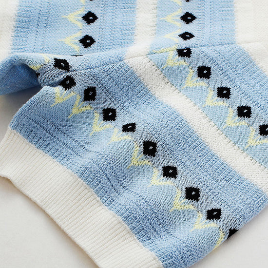 COMOBOCA Women's Fair Isle Striped Knit Top