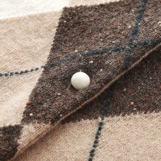 COMOBOCA 100% Cashmere Women's Argyle Pattern Cardigan