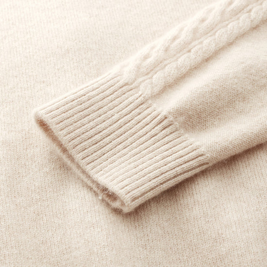 COMOBOCA 100% Cashmere Women's Sailor Collar Cable Knit Cardigan