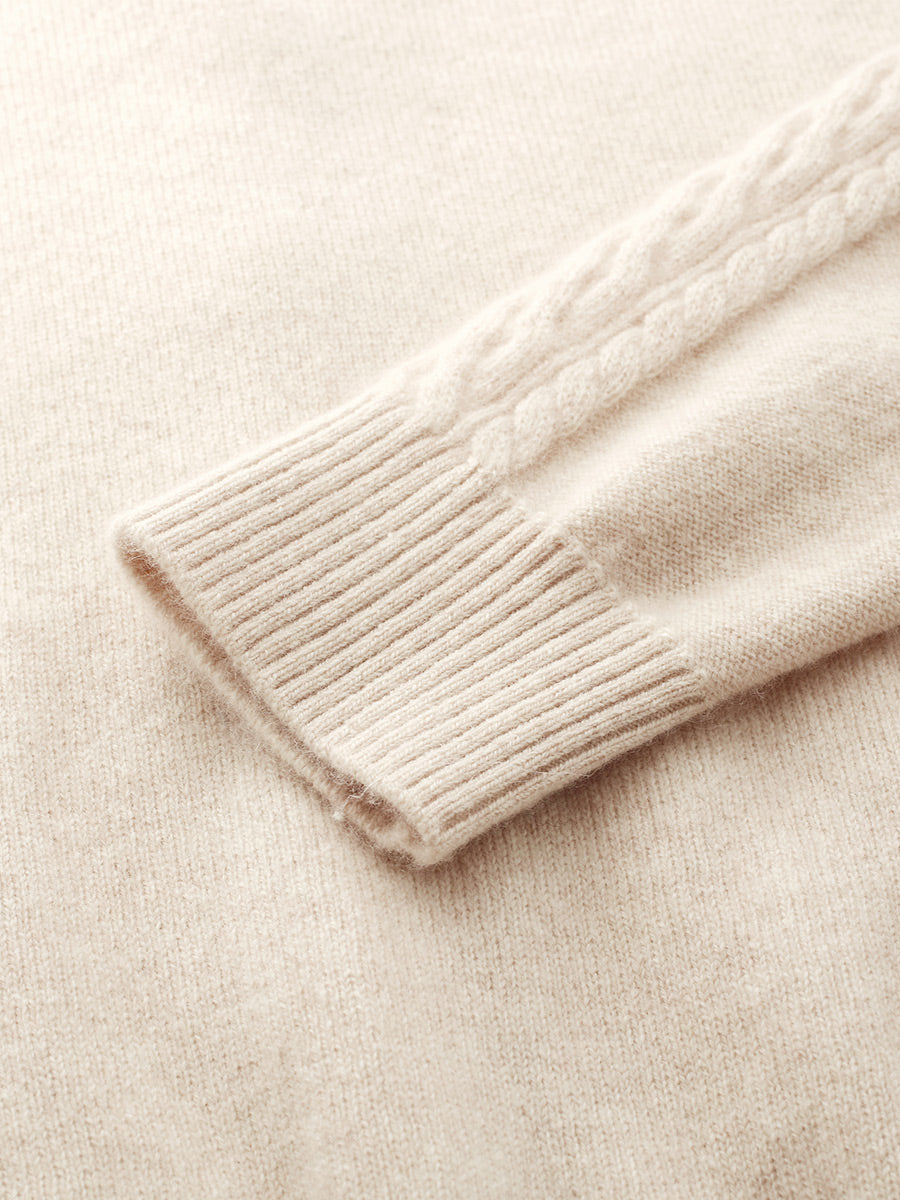 COMOBOCA 100% Cashmere Women's Sailor Collar Cable Knit Cardigan