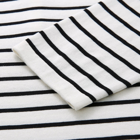 COMOBOCA Women's Striped Henley Button Knit Sweater