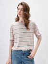 COMOBOCA Women's Striped Round Neck Knit Sweater
