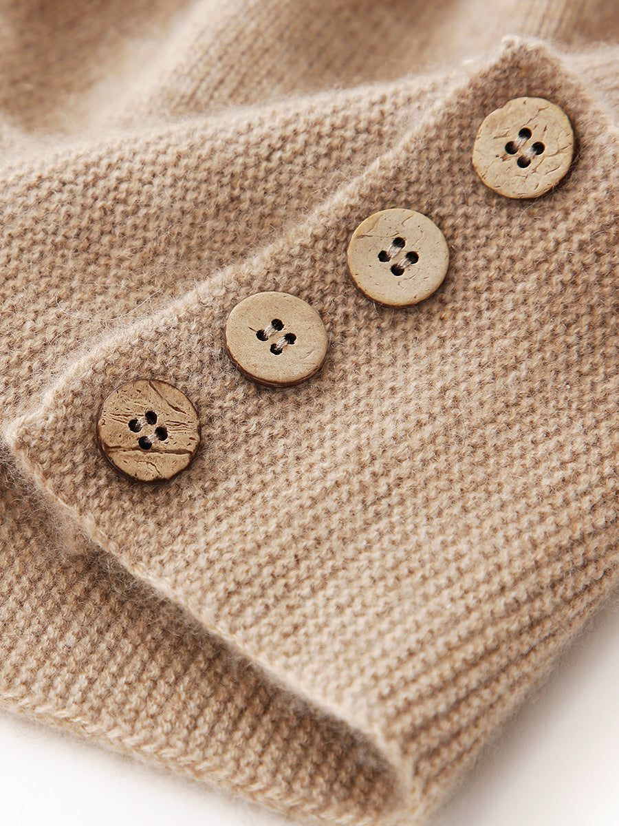 COMOBOCA 100% Cashmere Women's Button Decorated Knit Beanie