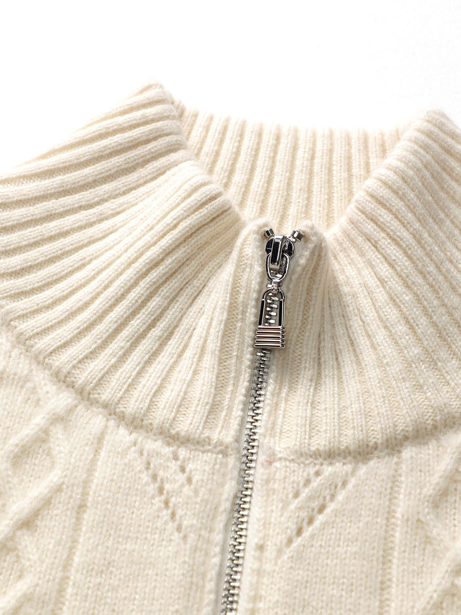 COMOBOCA 100% Cashmere Women's Knit Zip Up Cardigan Sweater