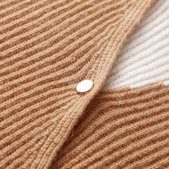 COMOBOCA 100% Cashmere Women's V-Neck Color Block Faux Sweater