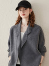 COMOBOCA 100% Wool Women's Loose Knit Blazer Coat