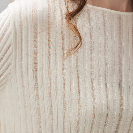 COMOBOCA Women's Ribbed Round Neck Knit Sweater