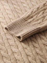 COMOBOCA 100% Cashmere Women's Cable Knit Hooded Cardigan