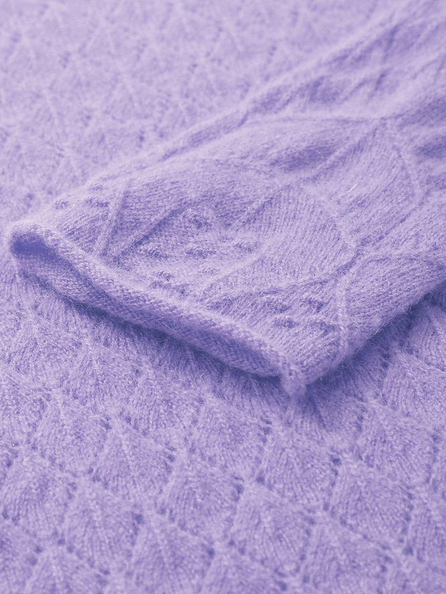 COMOBOCA 100% Cashmere Women's Diamond Pattern Pullover Sweater