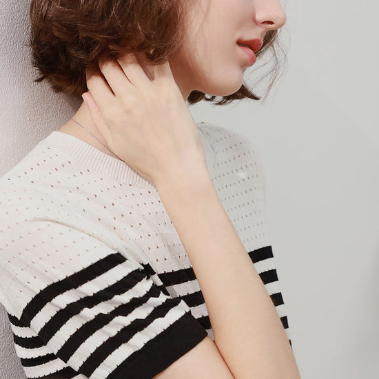 COMOBOCA Women's Striped Knit T-Shirt