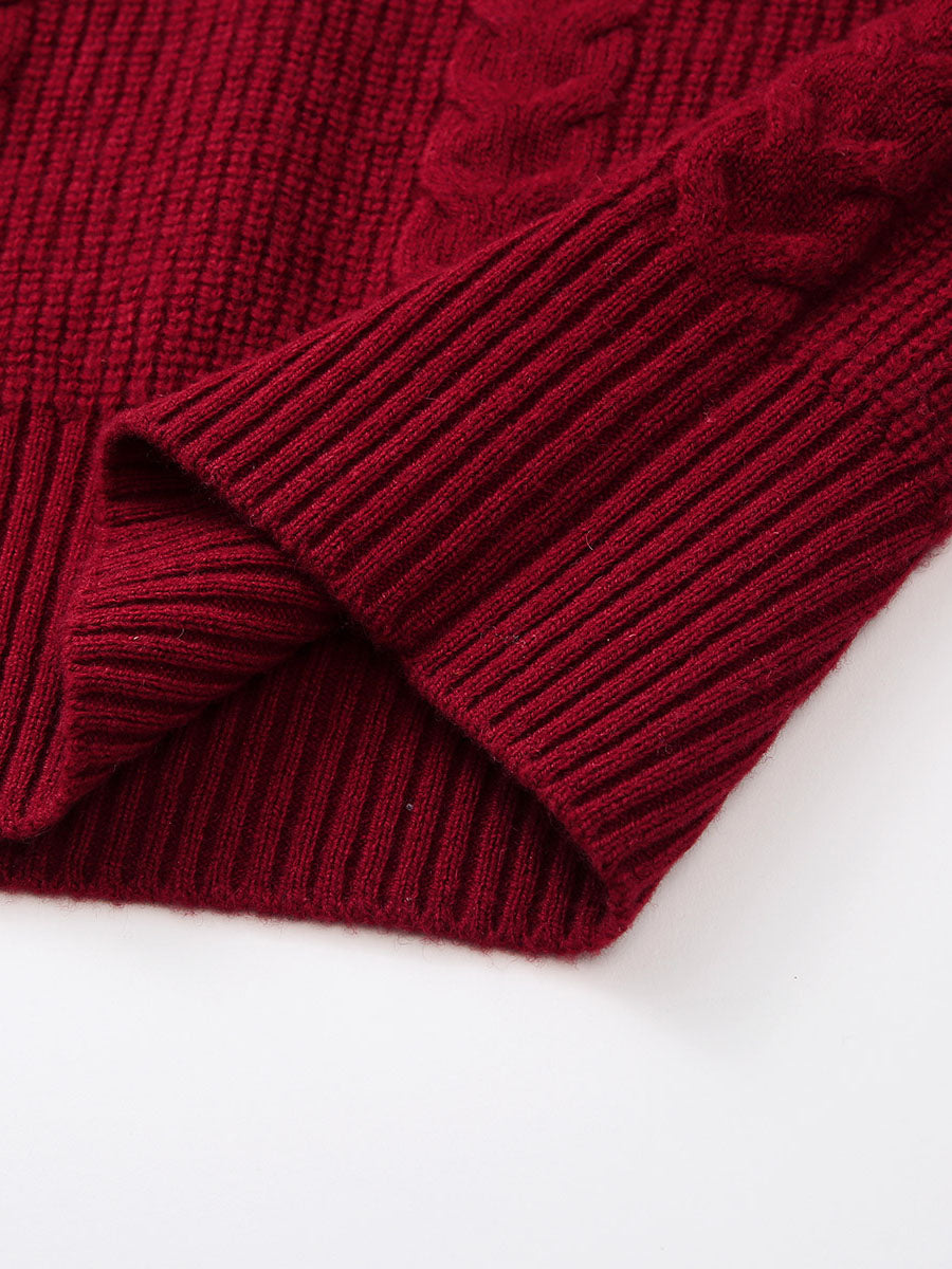 COMOBOCA 100% Wool Women's Cozy Cable Knit Long Coat