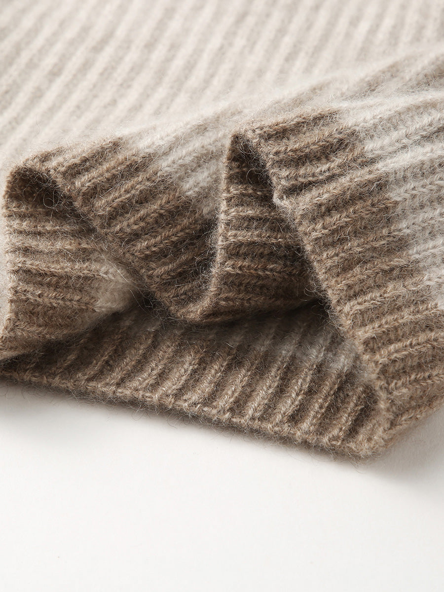 COMOBOCA 100% Cashmere Women's Ribbed Cozy Reversible Knit Hood