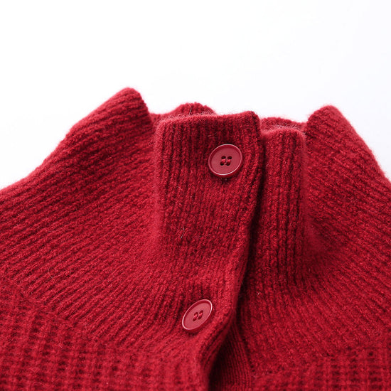 COMOBOCA 100% Cashmere Women's Button Neck Cable Knit Sweater