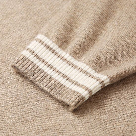 COMOBOCA 100% Cashmere Men's Striped Collar Button Cardigan