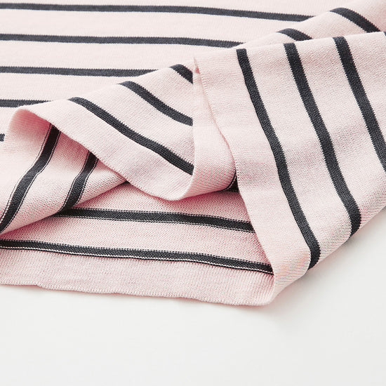 COMOBOCA Women's Striped Ribbed Contrast Trim T-Shirt