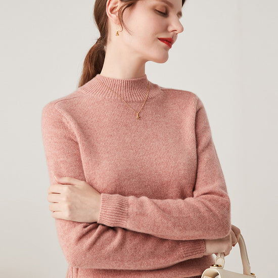 COMOBOCA 100% Cashmere Women's Mock Neck Knit Sweater