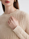 COMOBOCA 100% Cashmere Women's Cable Heart Patterned Knit Sweater