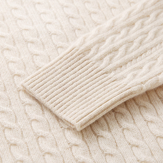 COMOBOCA 100% Cashmere Women's Cable Knit Zip Up Hoodie