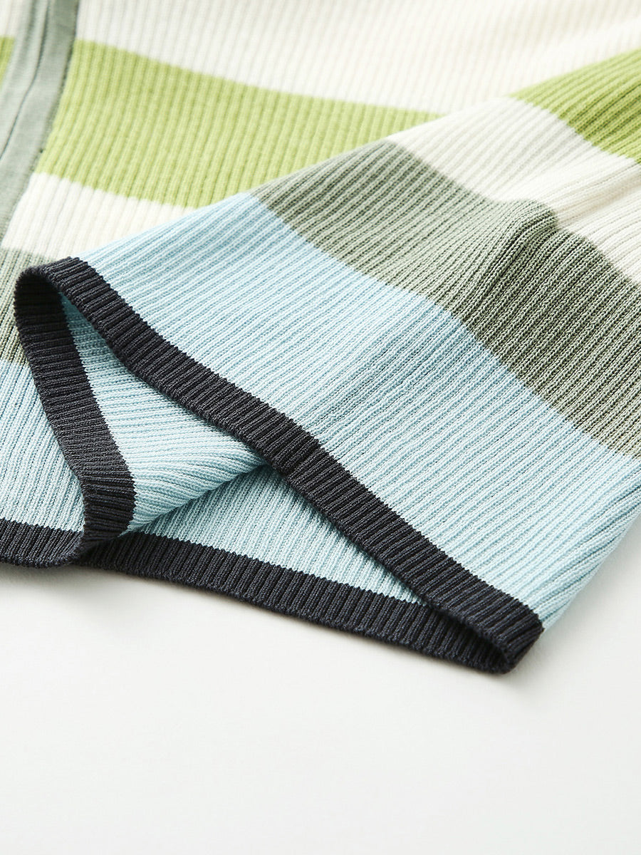 COMOBOCA Women's Versatile Striped Zip-Up Hoodie Cardigan