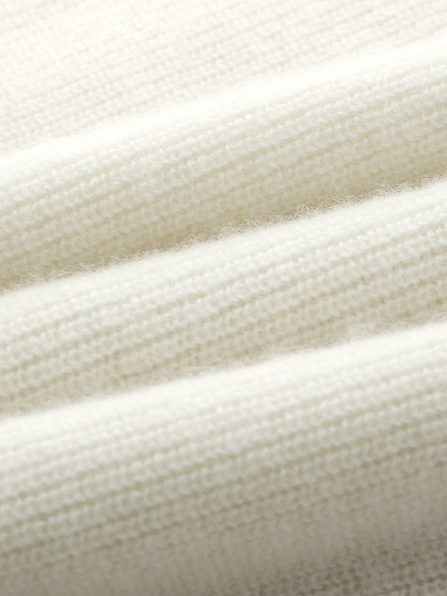 COMOBOCA 100% Cashmere Women's Color Block Round Neck Sweater