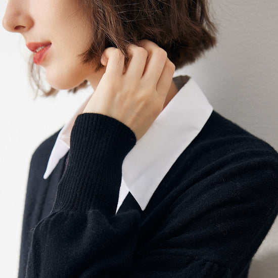 COMOBOCA 100% Cashmere Women's Puff Sleeve Knit Cardigan