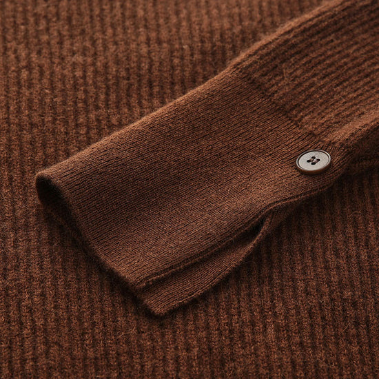 COMOBOCA 100% Cashmere Women's Round Neck Button Ribbed Knit Sweater