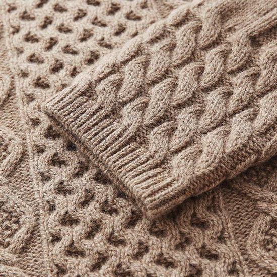 COMOBOCA 100% Wool Women's Cable Knit Button Cardigan