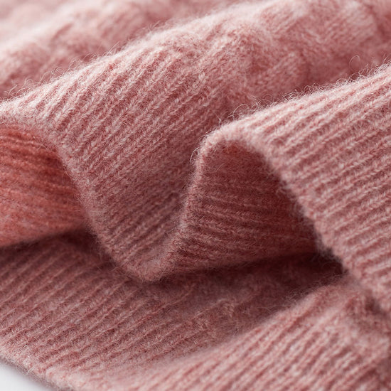 COMOBOCA 100% Cashmere Women's Round Neck Ribbed Knit Sweater