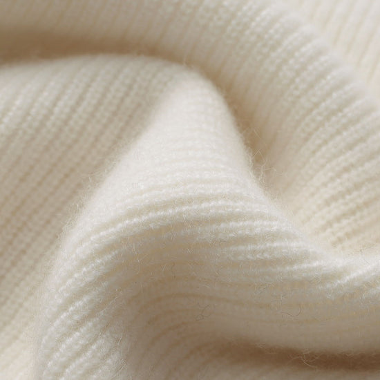 COMOBOCA 100% Cashmere Women's Striped Sleeve Round Neck Sweater