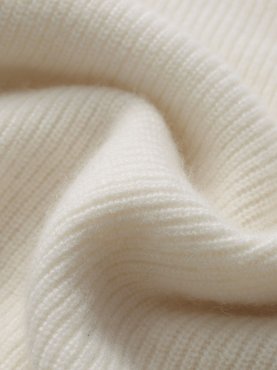 COMOBOCA 100% Cashmere Women's Striped Sleeve Round Neck Sweater