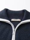 COMOBOCA 100% Cashmere Women's Contrast Trim Zip Sweater