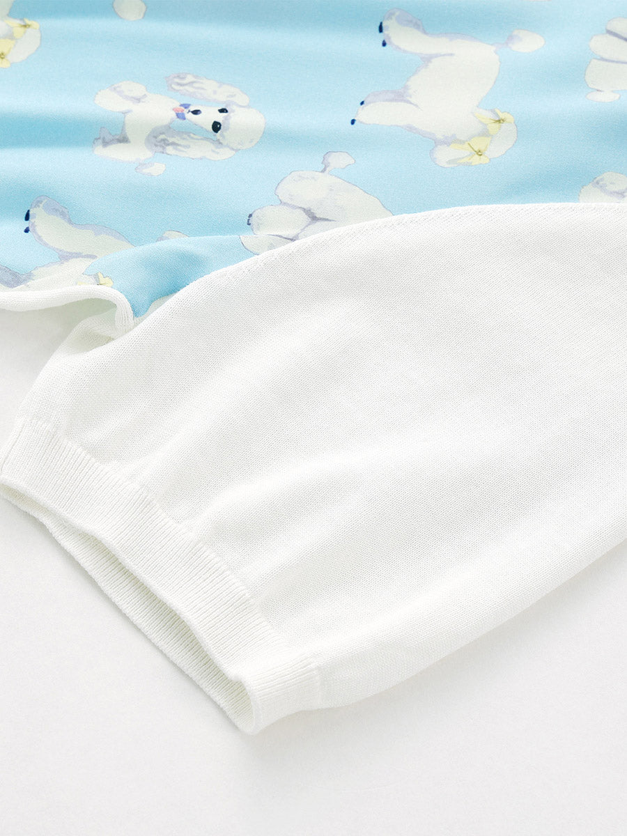 COMOBOCA Women's Mixed Print Short Sleeve Knit Top