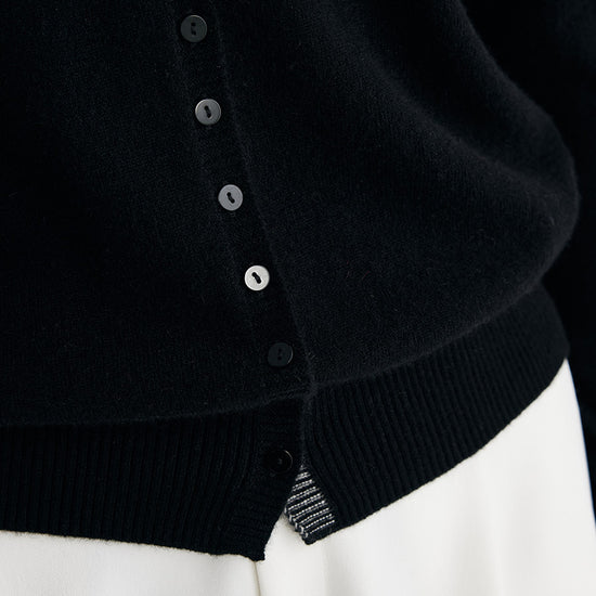 COMOBOCA 100% Cashmere Women's Turtleneck Button-Up Cardigan