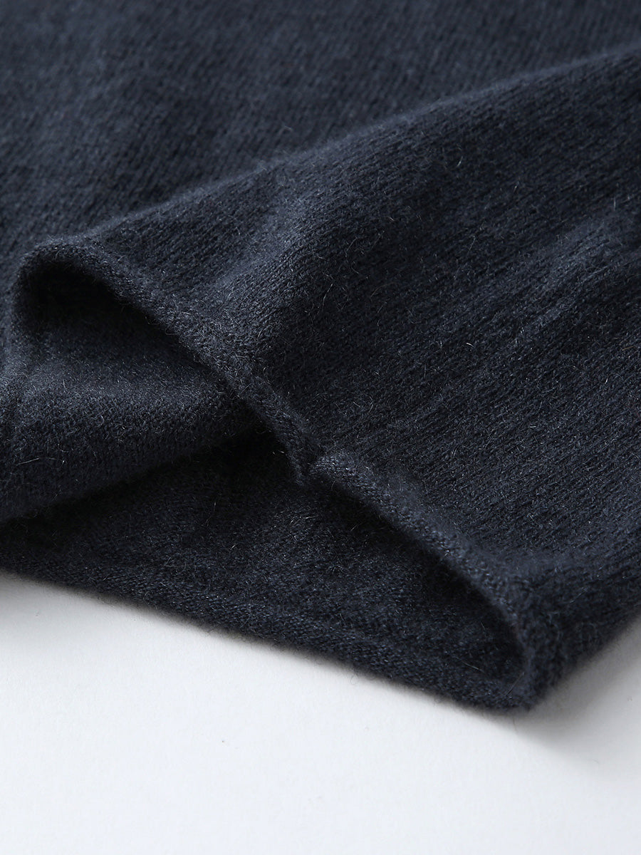 COMOBOCA 100% Cashmere Women's Button Down Contrast Cuff Knit Sweater