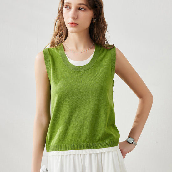 COMOBOCA Women's Faux Layered Look Tank Top