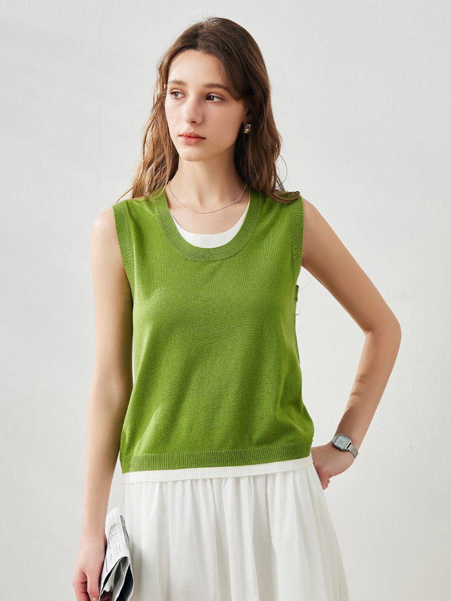 COMOBOCA Women's Faux Layered Look Tank Top