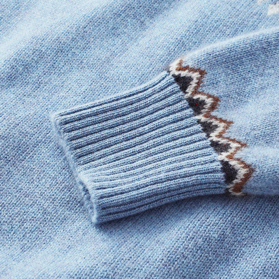 COMOBOCA 100% Cashmere Women's Fair Isle Mock Neck Sweater