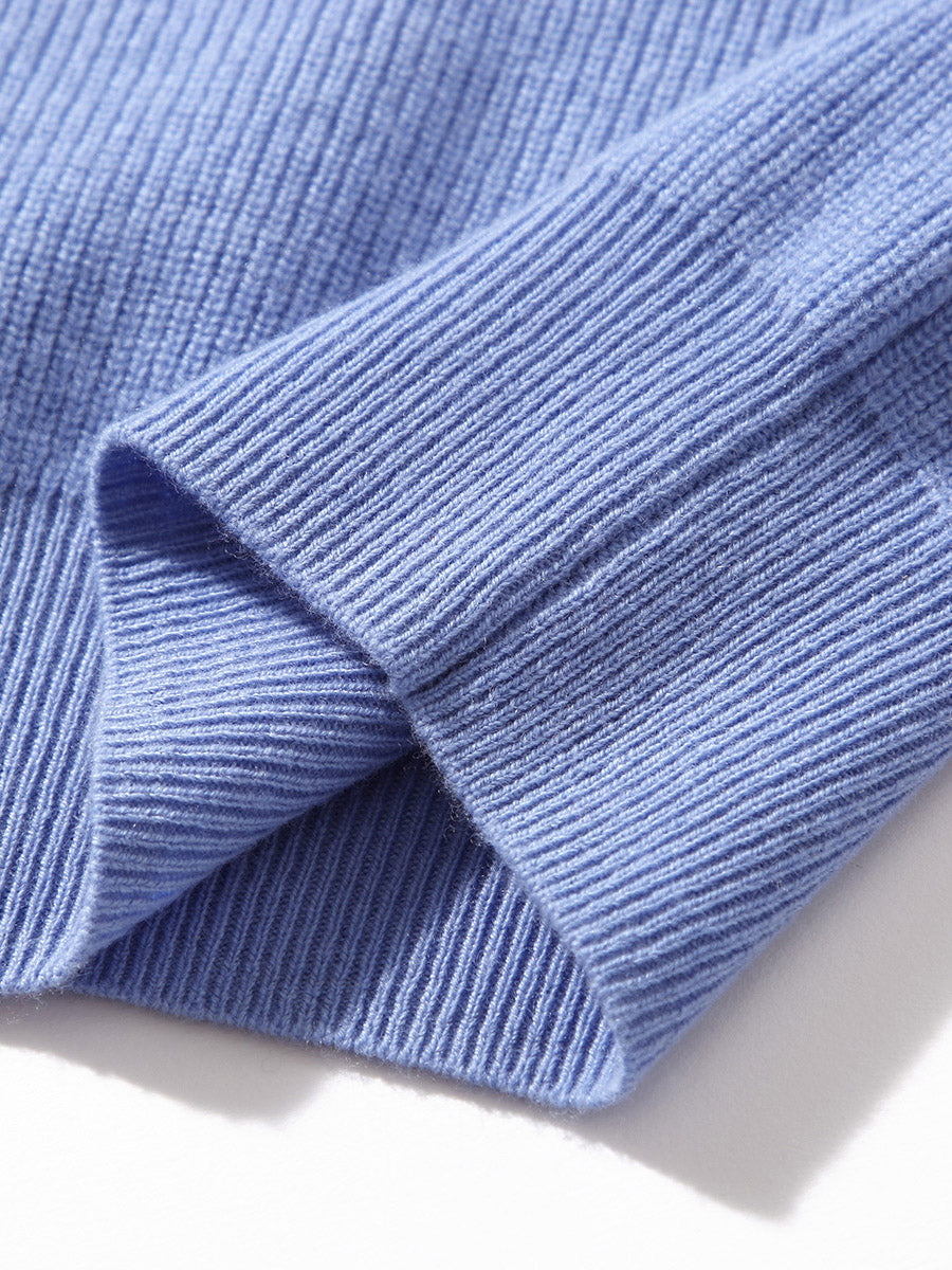 COMOBOCA 100% Wool Women's Contrast Sleeve Sweater