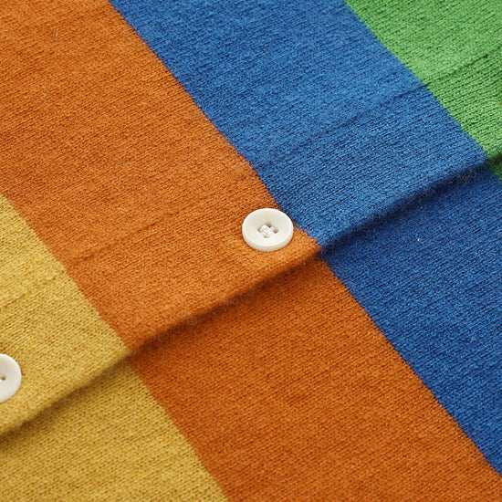 COMOBOCA 100% Wool Kids' Colorful Striped Round Neck Cardigan