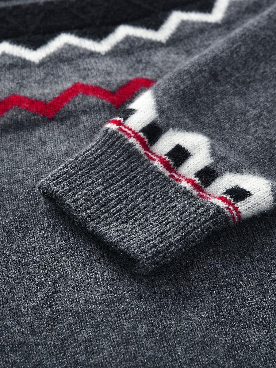 COMOBOCA 100% Cashmere Women's Fair Isle Button Down Cardigan