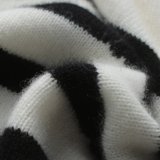 COMOBOCA 100% Cashmere Women's Striped Half-Zip Knit Sweater