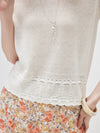 COMOBOCA Women's Scalloped Lace Trim Knit T-Shirt