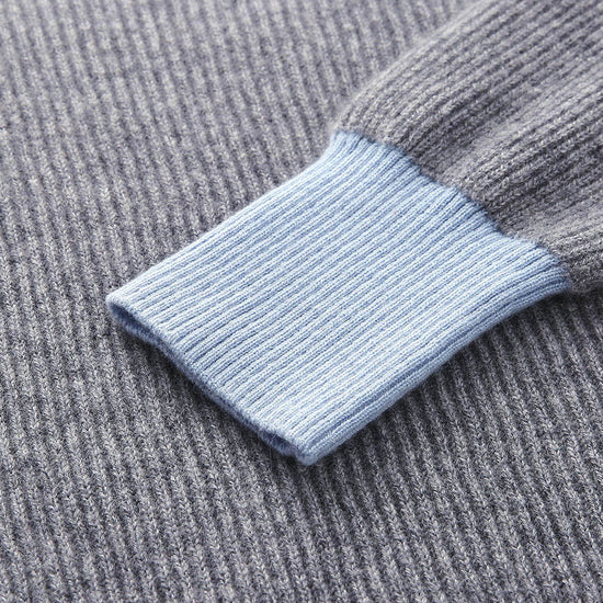 COMOBOCA 100% Cashmere Women's Color Block Ribbed Knit Sweater