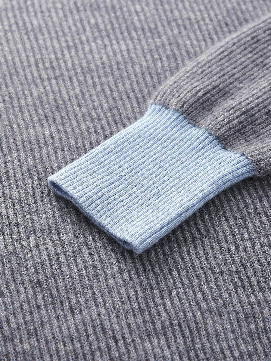 COMOBOCA 100% Cashmere Women's Color Block Ribbed Knit Sweater