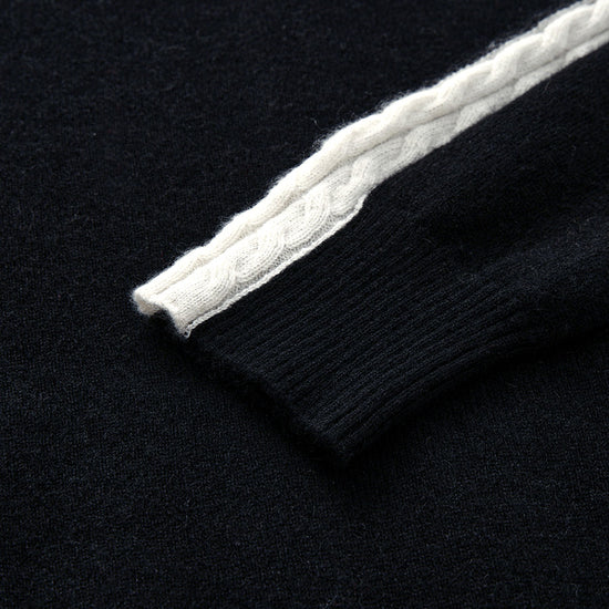 COMOBOCA 100% Cashmere Women's Color Block Zip Up Hoodie