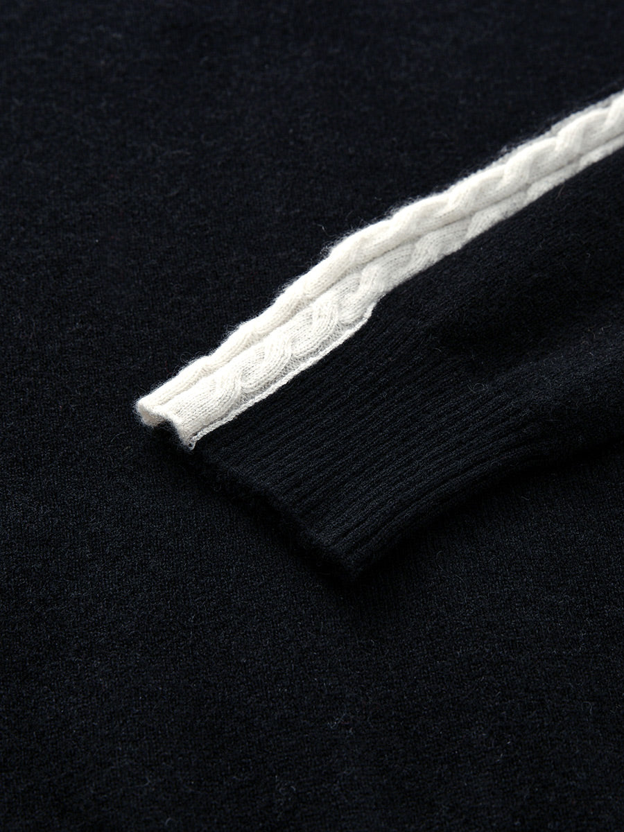 COMOBOCA 100% Cashmere Women's Color Block Zip Up Hoodie